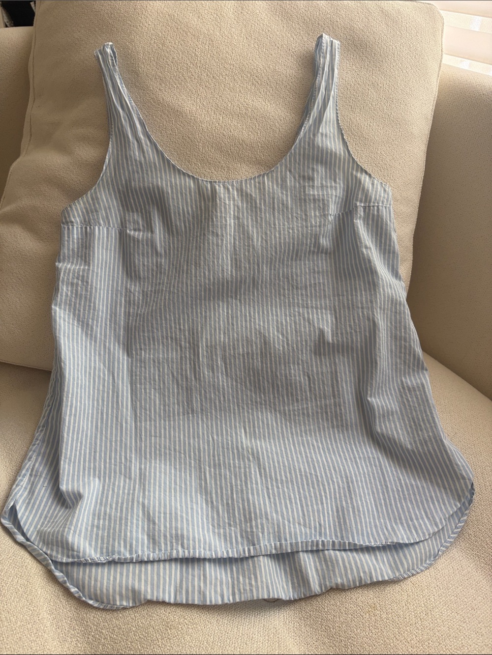 COS women blue striped cotton tank top size XS
